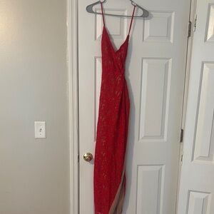 REVOLVE Red Backless Lace Dress